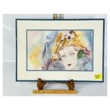 ORIGINAL FRAMED WATERCOLOR OF WOMEN, WHEELER