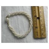 MULTI-STRAND BRAIDED FAUX PERAL BRACLET