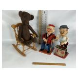 VNTG MECHANICAL TOYS, HANDCRAFTED CHAIR, VTG BEAR