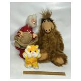 1986 ALF PLUSH TOY W/ PLUSH CAT, SANTA DOLL