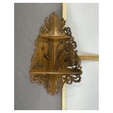 FRETWORK WOOD CORNER SHELF W/ SCOLL CUT DESIGN