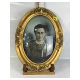 VINTAGE GOLD FRAME CONVEX GLASS PORTRAIT