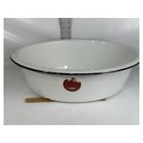 VINTAGE WHITE ENAMELWARE OVAL WASH BASIN, 20 1/2"