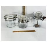 VINTAGE PYREX GLASS DOUBLE BOILERS
