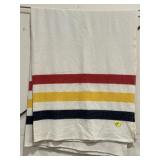 VTG. FARIBO WOOL STRIPED BLANKE 82" x 64"