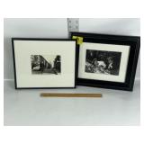 2 B & W FRAMED PICTURES, JAMES DEAN, J.F.K, & WIFE