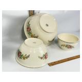 3 HOMER LAUGHLIN "SPRING WREATH" MIXING BOWLS