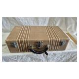 VINTAGE HARD-SIDED STRIPED SUITCASE 20X11'X5'