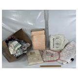 LARGE BOX VINTG LINENS, PILLOW CASES, TABLE CLOTHS