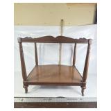 VINTAGE MICROWAVE TABLE ON WHEELS, 26" X 24" X 21"