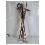 SEVERAL HAND CARVED WALKING STICKS & CANE'S