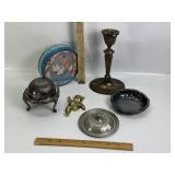 0SILVER PLATE BUTTER SERVER, CANDLE HOLDER, BEAR