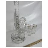 MATCHING PITCHER & GLASSES, DIVIDED BOWL