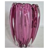 MURANO CRANBERRY THICK HEAVY GLASS 9" TALL