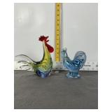 HAND BLOWN VINTAGE GLASS ROOSTER FIGURES, 1 FENTON