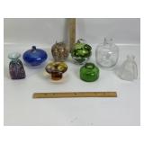 VINTAGE HAND BLOWN GLASS, INK WELLS, PERFUME BTLS