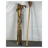 SEVERAL HANDMADE VINTAGE WALKING STICKS & CANES