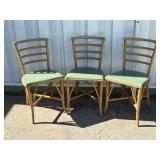 MID-CENTURY RATTAN & BAMBOO STYLE TEAL CHAIRS