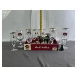 STELLA ARTOIS BEER GLASSES, ETCHED WINE GLASSES
