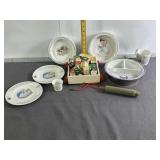 VINTAGE BABY DISHES & WOOD BLOCKS