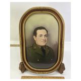 VINTAGE CONVEX GLASS OVAL SOLDIER'S PORTRAIT