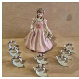FLORENCE CERMICS FIGURE, DRESDEN NAPKIN HOLDERS