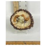 HAND CARVED BIGHORN SHEEP ANTLER BELT BUCKLE