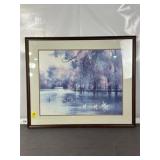 SIGNED JEAN HALVERSON POND SCENE PRINT 36.5X30.5