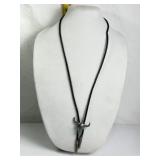 WESTERN STYLE BOLO TIE W/ TURQOUSE INLAY SKULL