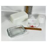 McKEE, PYREX, DISHES, CLEAR RIBBED REFERIGERATOR