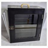 ART DECO HANDMADE CABINET W/ GLASS SHELVES