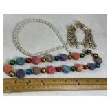 CHUNK STYLE BEAD NECKLACE, CLIP EARRING