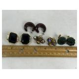 4 PAIR VINTAGE COSUME JEWELRY CLIP EARRINGS