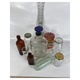 JARS, VTG. BOTTLES, REPRO TIN