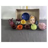 VINTAGE FIESTAWARE CUPS, CHALKWARE DUTCH GIRL