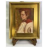 'RED KERCHIEF' MOLLIE ERKENBRACK OIL ON CANVAS