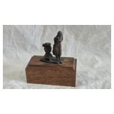 GIRL BY STOVE PAMELA HARR SMALL BRONZE OF BOZEMAN,