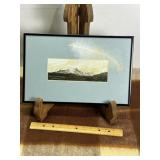 FRANK HOWELL FRAMED FEATHER LANDSCAPE ART, 14' X 9