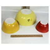 PYREX NESTING BOWLS, YELLOW, ORANGE, RED