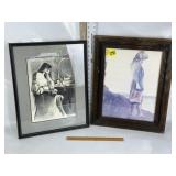 "NATIVE AMERICAN WOMEN" FRAMED WATERCOLOR