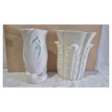 2 VINTAGE ROSEVILLE & RED WING VASES
