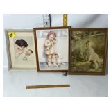 3 VINTAGE BABY PRINTS FRAMED