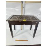 VINTAGE SIDE TABLE W/ METAL TOP, 25" X 16" X 20"