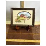 M.A, RAUING ORIGINAL BARN ART FRAMED WATERCOLOR