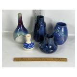 5 HANDMADE DECORATIVE POTTERY VASES