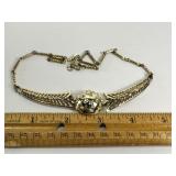 CUSTUME JEWELRY GOLD TONE NECKLACE, STONES
