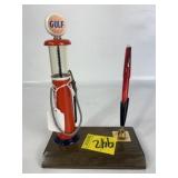 VINTAGE MINITURE GULF PUMP PEN HOLDER