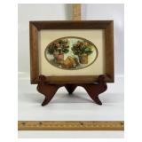 VINTAGE OVAL WATERCOLOR POTTED FLOWERS ART