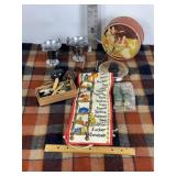 VINTAGE TIN, LID, S & P SHAKERS, EGG, CREAMER/SUGR