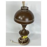 VINTAGE BROWN TOLEWARE HURRICANE TABLE LAMP